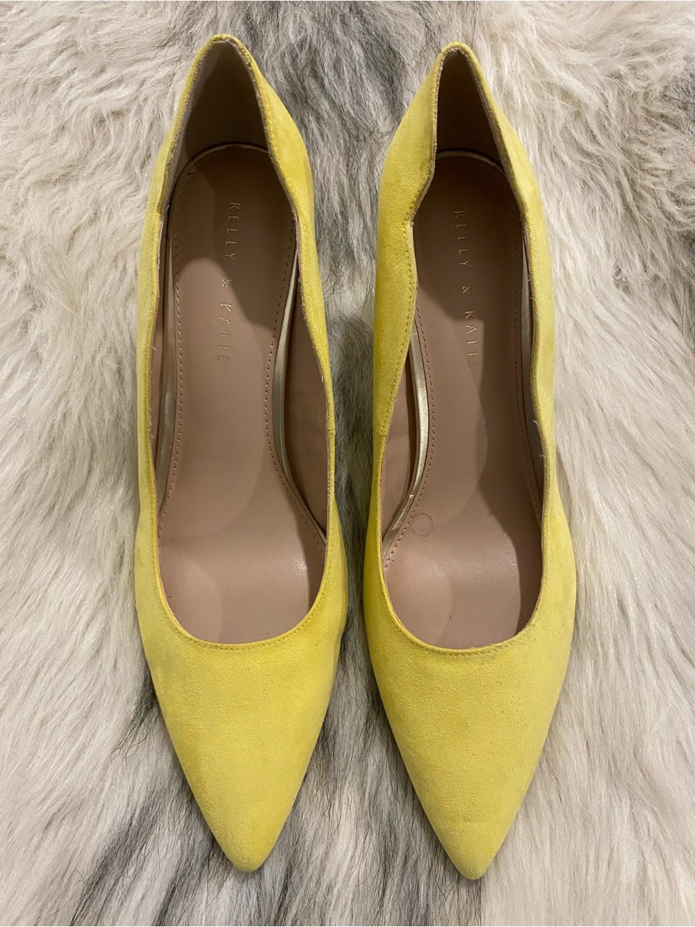 Kelly & Katie Bright Yellow Suede Pointed-Toe Pumps